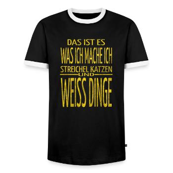 Chat de Noël drôle citation humour - T-shirt contrasté Homme - noir/blanc - Devant - AI Model Female 172 light (172cm) & AI Model Male 178 light (178cm)