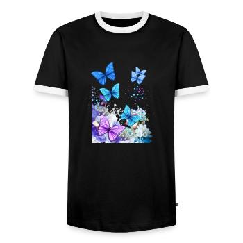 Papillons - T-shirt contrasté Homme - noir/blanc - Devant - AI Model Female 172 light (172cm) & AI Model Male 178 light (178cm)