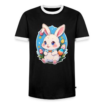 Easter bunny cute and childlike - Men's Ringer Shirt - black/white - Front - AI Model Female 172 light (172cm) & AI Model Male 178 light (178cm)