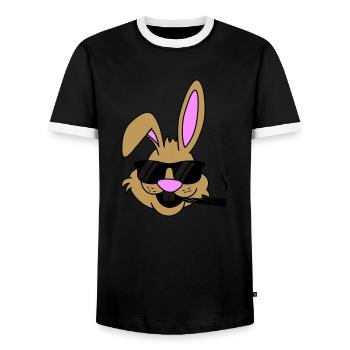 Bunny Joint - Men's Ringer Shirt - black/white - Front - AI Model Female 172 light (172cm) & AI Model Male 178 light (178cm)