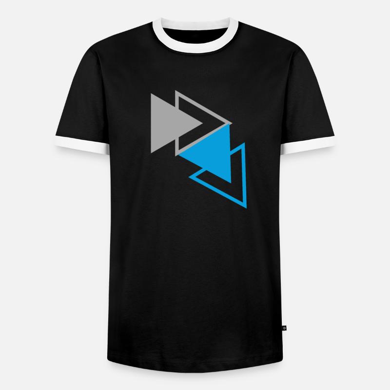"Triangles Blue Gray Design" - Men's Ringer Shirt - black/white