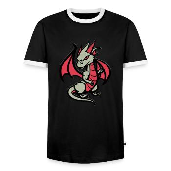 drache comic - Männer Kontrast-T-Shirt - Schwarz/Weiß - Vorne - AI Model Female 172 light (172cm) & AI Model Male 178 light (178cm)