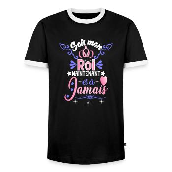 Sois mon Roi maintenant et à jamais - T-shirt contrasté Homme - noir/blanc - Devant - AI Model Female 172 light (172cm) & AI Model Male 178 light (178cm)