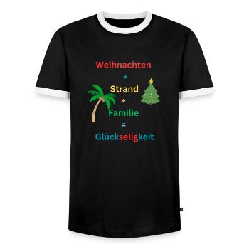 Weihnachten Strand Familie, Lustiges Weihnachten - Männer Kontrast-T-Shirt - Schwarz/Weiß - Vorne - AI Model Female 172 light (172cm) & AI Model Male 178 light (178cm)