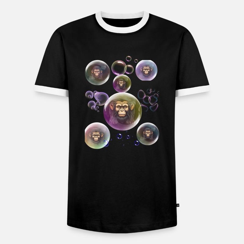 Soap Bubbles Monkey - Men's Ringer Shirt - black/white