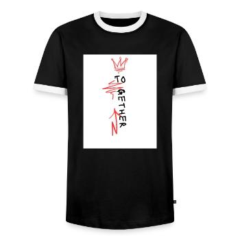 Together - Men's Ringer Shirt - black/white - Front - AI Model Female 172 light (172cm) & AI Model Male 178 light (178cm)