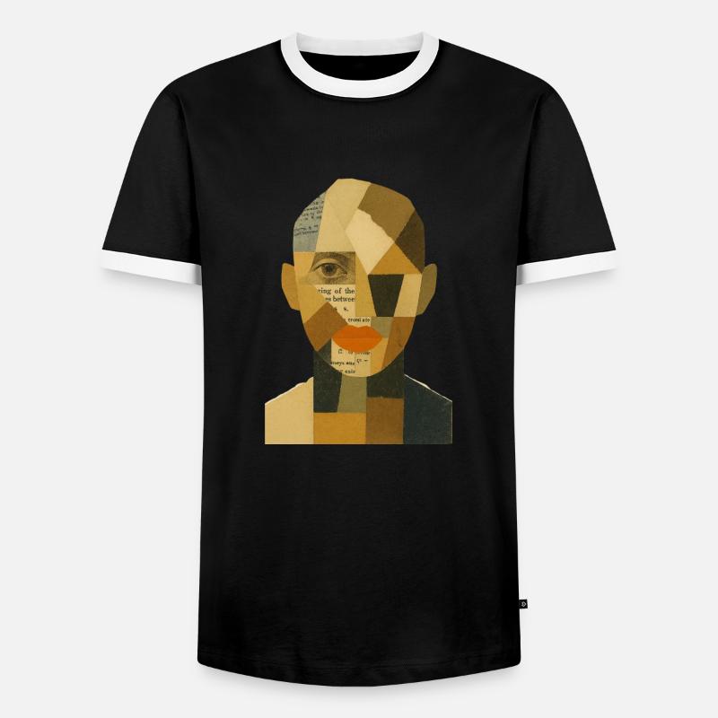 Face Abstract - Men's Ringer Shirt - black/white