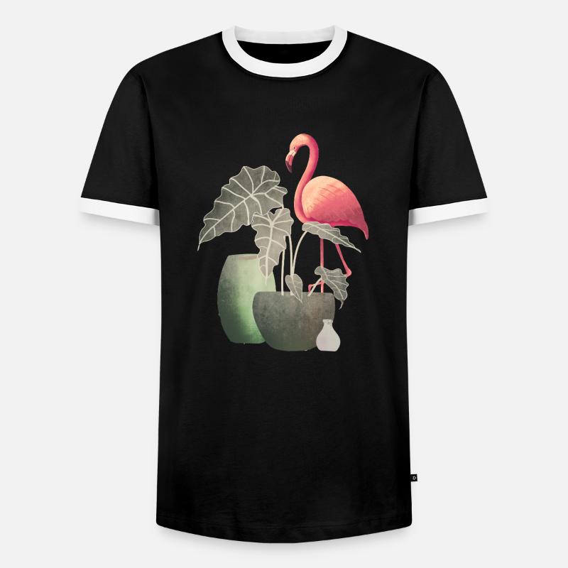 Flamingo - Männer Kontrast-T-Shirt - Schwarz/Weiß