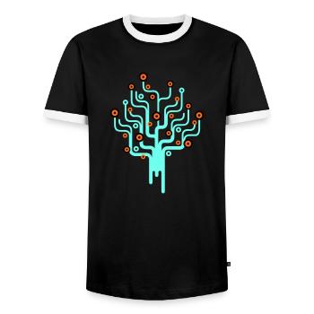 baum2_3f - Men's Ringer Shirt - black/white - Front - AI Model Female 172 light (172cm) & AI Model Male 178 light (178cm)