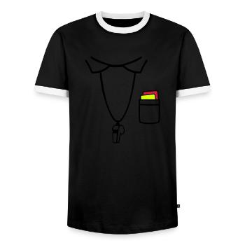 Arbitre - T-shirt contrasté Homme - noir/blanc - Devant - AI Model Female 172 light (172cm) & AI Model Male 178 light (178cm)