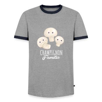pilzfamilie,pilze,champignon,pilze - Männer Kontrast-T-Shirt - Grau/Navy  - Vorne - AI Model Female 172 light (172cm) & AI Model Male 178 light (178cm)