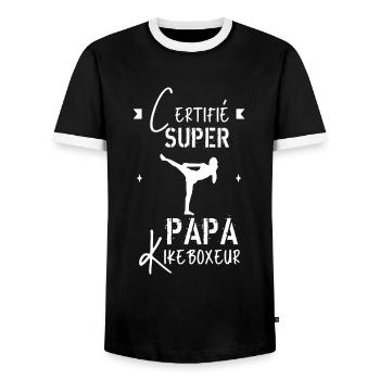Super papa kickboxeur - T-shirt contrasté Homme - noir/blanc - Devant - AI Model Female 172 light (172cm) & AI Model Male 178 light (178cm)