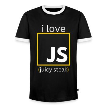 JavaScript web developer funny programming - Men's Ringer Shirt - black/white - Front - AI Model Female 172 light (172cm) & AI Model Male 178 light (178cm)
