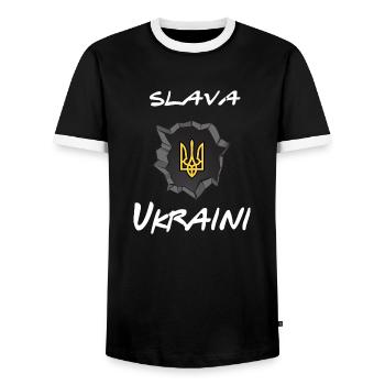 ukraine slava ukraini support ukraine - Männer Kontrast-T-Shirt - Schwarz/Weiß - Vorne - AI Model Female 172 light (172cm) & AI Model Male 178 light (178cm)