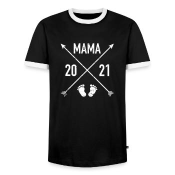 Mama 2021 - Männer Kontrast-T-Shirt - Schwarz/Weiß - Vorne - AI Model Female 172 light (172cm) & AI Model Male 178 light (178cm)