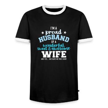 mari - T-shirt contrasté Homme - noir/blanc - Devant - AI Model Female 172 light (172cm) & AI Model Male 178 light (178cm)
