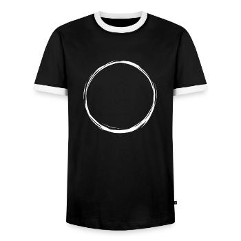 circle - Men's Ringer Shirt - black/white - Front - AI Model Female 172 light (172cm) & AI Model Male 178 light (178cm)