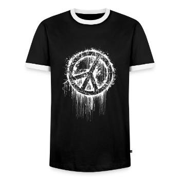 peace love love peace demo revolution freedom - Men's Ringer Shirt - black/white - Front - AI Model Female 172 light (172cm) & AI Model Male 178 light (178cm)