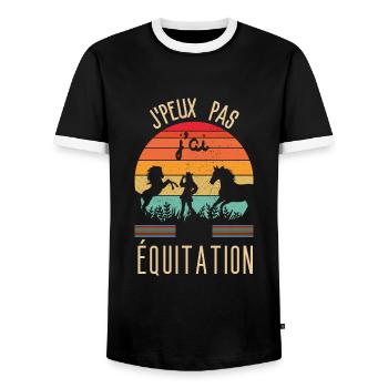 Ich kann nicht reiten - Männer Kontrast-T-Shirt - Schwarz/Weiß - Vorne - AI Model Female 172 light (172cm) & AI Model Male 178 light (178cm)