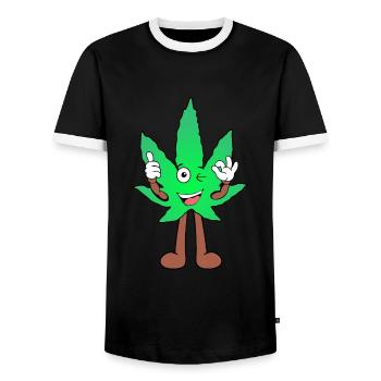 Der Bloom - Nice Bloom Weed Cannabis Marihuana - Männer Kontrast-T-Shirt - Schwarz/Weiß - Vorne - AI Model Female 172 light (172cm) & AI Model Male 178 light (178cm)