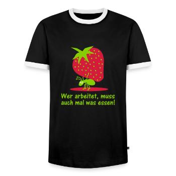 Erdbeere und Ameise2 - Männer Kontrast-T-Shirt - Schwarz/Weiß - Vorne - AI Model Female 172 light (172cm) & AI Model Male 178 light (178cm)