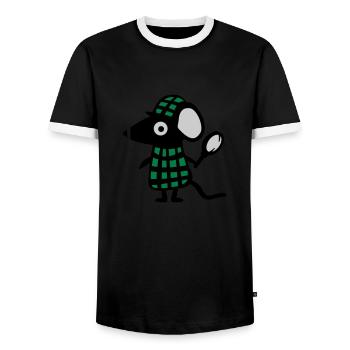 Maus Detektiv - Ratte - Männer Kontrast-T-Shirt - Schwarz/Weiß - Vorne - AI Model Female 172 light (172cm) & AI Model Male 178 light (178cm)