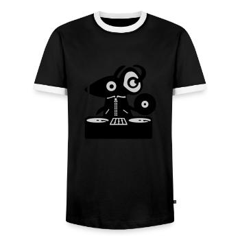 Maus DJ - Ratte - Männer Kontrast-T-Shirt - Schwarz/Weiß - Vorne - AI Model Female 172 light (172cm) & AI Model Male 178 light (178cm)
