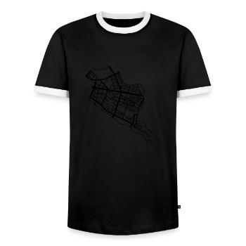 Friedrichshain Berlin - Men's Ringer Shirt - black/white - Front - AI Model Female 172 light (172cm) & AI Model Male 178 light (178cm)