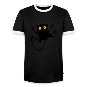 Koboldmaki (für Kinder) - Männer Kontrast-T-Shirt - Schwarz/Weiß - Vorne - AI Model Female 172 light (172cm) & AI Model Male 178 light (178cm)