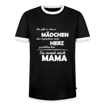 Ich liebe meine Tochter - Mama - Männer Kontrast-T-Shirt - Schwarz/Weiß - Vorne - AI Model Female 172 light (172cm) & AI Model Male 178 light (178cm)