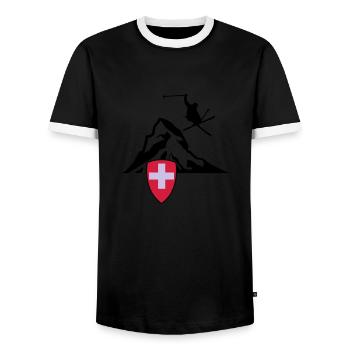 Matterhorn Zermatt Suisse - T-shirt contrasté Homme - noir/blanc - Devant - AI Model Female 172 light (172cm) & AI Model Male 178 light (178cm)