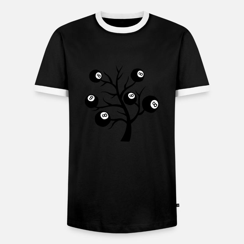 Billard Baum Stecker Kugel - Männer Kontrast-T-Shirt - Schwarz/Weiß