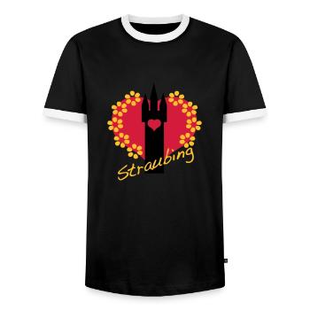 i love straubing - Männer Kontrast-T-Shirt - Schwarz/Weiß - Vorne - AI Model Female 172 light (172cm) & AI Model Male 178 light (178cm)