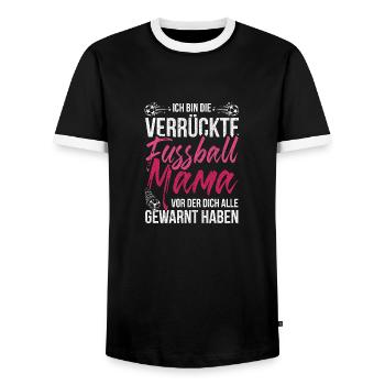 Ich bin die verrückte Fussball Mama - Männer Kontrast-T-Shirt - Schwarz/Weiß - Vorne - AI Model Female 172 light (172cm) & AI Model Male 178 light (178cm)