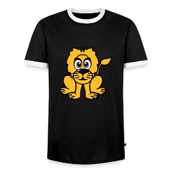 lion animals drawing - Men's Ringer Shirt - black/white - Front - AI Model Female 172 light (172cm) & AI Model Male 178 light (178cm)