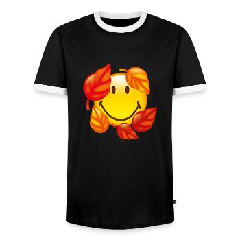 Smiley Autumn - Men's Ringer Shirt - black/white - Front - AI Model Female 172 light (172cm) & AI Model Male 178 light (178cm)