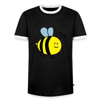 biene_002 - Men's Ringer Shirt - black/white - Front - AI Model Female 172 light (172cm) & AI Model Male 178 light (178cm)