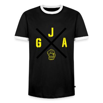 jga_002 - Männer Kontrast-T-Shirt - Schwarz/Weiß - Vorne - AI Model Female 172 light (172cm) & AI Model Male 178 light (178cm)