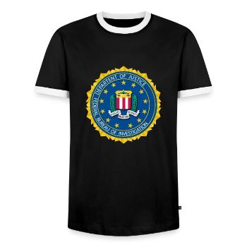 Sceau du FBI - T-shirt contrasté Homme - noir/blanc - Devant - AI Model Female 172 light (172cm) & AI Model Male 178 light (178cm)