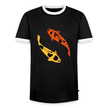 carpe koi - T-shirt contrasté Homme - noir/blanc - Devant - AI Model Female 172 light (172cm) & AI Model Male 178 light (178cm)