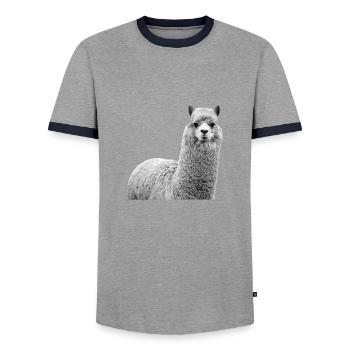 alpaca - Men's Ringer Shirt - grey/navy  - Front - AI Model Female 172 light (172cm) & AI Model Male 178 light (178cm)