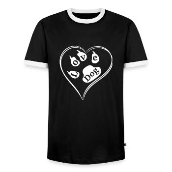 Patte de chien Empreinte de patte promener propriétaire de chien patte - T-shirt contrasté Homme - noir/blanc - Devant - AI Model Female 172 light (172cm) & AI Model Male 178 light (178cm)