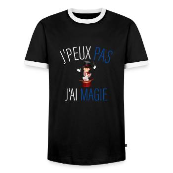 j peux pas j ai magie - cadeau anniversaire magie - T-shirt contrasté Homme - noir/blanc - Devant - AI Model Female 172 light (172cm) & AI Model Male 178 light (178cm)