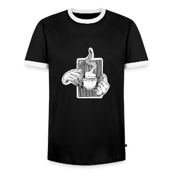 Coffee Time - Männer Kontrast-T-Shirt - Schwarz/Weiß - Vorne - AI Model Female 172 light (172cm) & AI Model Male 178 light (178cm)