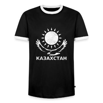 Kazakhstan - Men's Ringer Shirt - black/white - Front - AI Model Female 172 light (172cm) & AI Model Male 178 light (178cm)