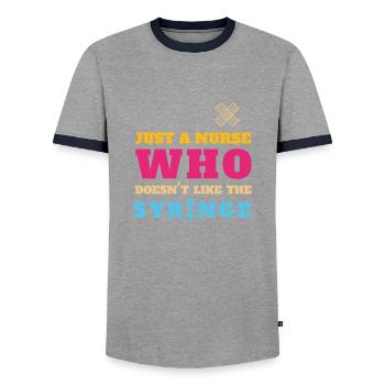 FUNNY JUST A NURSE WHO DOESEN'T LIKE THE SYRINGE - T-shirt contrasté Homme - gris/marine  - Devant - AI Model Female 172 light (172cm) & AI Model Male 178 light (178cm)