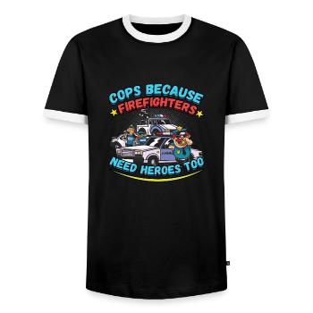 Conception de l’application de la loi pour un agent de police - T-shirt contrasté Homme - noir/blanc - Devant - AI Model Female 172 light (172cm) & AI Model Male 178 light (178cm)