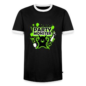Party monster green - Men's Ringer Shirt - black/white - Front - AI Model Female 172 light (172cm) & AI Model Male 178 light (178cm)