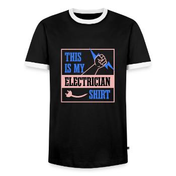 Circuits de tension Electrician Work Electronic - T-shirt contrasté Homme - noir/blanc - Devant - AI Model Female 172 light (172cm) & AI Model Male 178 light (178cm)