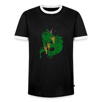 Pizza Dragon - T-shirt contrasté Homme - noir/blanc - Devant - AI Model Female 172 light (172cm) & AI Model Male 178 light (178cm)